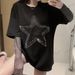 Summer Solid Color Star Printed Splicing Loose And Thin Short-sleeved T-shirt_ecoleips.com