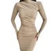 Verve Slim Fit Sexy Zipper Sleeve Off-Shoulder Multi-Color Pencil Long Dress For Women_ecoleips.com
