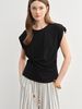 DUSHU 2025 Summer Women's Cinched Waist T-Shirt - Flattering Silhouette Short Sleeve Top With Stylish Design Details_ecoleips.com
