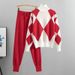 K Lazy Style High Neck Knitted Small Leg Pants Set, Age Reducing And Stylish Two-piece Set For Women_ecoleips.com