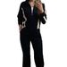 Women's Autumn Winter Striped Print Two Piece Set Coat with Straight Leg Pants_ecoleips.com