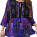 Women's Clothing Cross-border Bohemian Print Design Sweetheart Neckline 3/4 Sleeve Top_ecoleips.com
