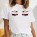 Summer New Arrivals: Spring/Summer Women's Eyelash Print Letter Casual T-Shirt, Simple T-Shirt For Women_ecoleips.com
