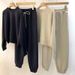 Women's Clothing Spring Solid Color Pullover Round Neck Sweatshirt Casual Pants Sports Suit Women's Two Piece Suit_ecoleips.com