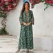 Elegant Green Embroidered Jalabiya Dress For Women – Traditional Middle Eastern Abaya With Long Sleeves, Perfect For Home & Social Gatherings_ecoleips.com