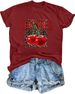 Cherry Leopard Shirts For Women Cute Fruit Cherries Tshirt Vintage Trendy Graphic Tees Aesthetic Short Sleeve Tops_ecoleips.com