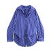 Aria Basics Aria Basics 2025 Autumn New European And American Style Bat Sleeve Loose Striped Shirt 3067105_ecoleips.com