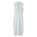 Women's Sleeveless Button-Detail Midi Dress – Elegant Hollow-Out Design For Spring (White/Black)_ecoleips.com