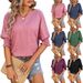 European And American Cross-Border Women's Clothing 2025 Summer New Loose V-Neck Batwing Sleeve Colorful Cotton_ecoleips.com