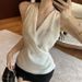 New Style~Elegant And Stylish Irregular Halter Neck V-neck Sleeveless Satin Blouse For Women_ecoleips.com