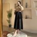 Women's Clothing Spring New Fashion Long Sleeved Waist Shirt Big Swing Skirt Casual Suit_ecoleips.com