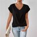 2026 Summer New European And American Cross-Border Bestseller Fashion Solid Color V-Neck T-Shirt Elegant_ecoleips.com