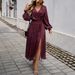 DiYun 2024 Autumn/Winter European And American Foreign Trade Women's Clothing Elegant V-Neck_ecoleips.com