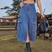 Women's Clothing Hottie Elastic Waist Denim Workwear Casual Mid Length Skirt_ecoleips.com