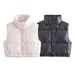 Women's clothing ins stand collar PU lint cotton vest for women autumn new fashion coat vest A764519_ecoleips.com