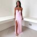 New Arrival Womens Fashion Dress Elegant Sexy Ruched Bustier Slit Slim Fitted Party Dress Summer Clothing_ecoleips.com