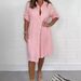 Women's Clothing Spring And Summer Loose Casual Mid Sleeve Solid Color Cotton And Linen Shirt Dress_ecoleips.com
