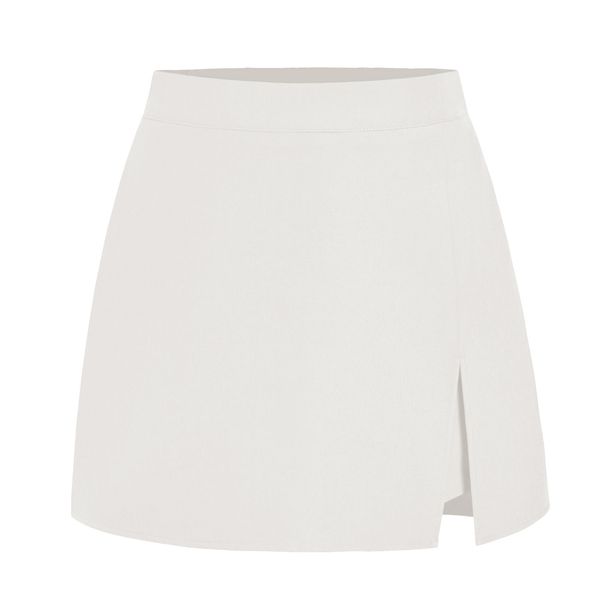 K High Waisted Zipper Half Body Skirt Pants Elastic Skirt Pants Short Skirt_ecoleips.com