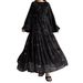 Modest Abaya Dress Elegant Muslim Floral Maxi Dress – Tiered Ruffled Sleeves & Tie-Waist Design_ecoleips.com