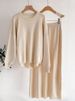 K Sweater Women's Solid Color Simple Long Sleeved Fashionable Casual Knitted Suit_ecoleips.com