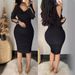 2023 Foreign Trade European And American Women's Clothing Rhinestone V-neck Pleated Bodycon Dress With_ecoleips.com