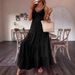 Women’s Clothing New V Neck Suspender Dress With Back Straps Solid Color Long Skirt_ecoleips.com