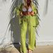 Women's Clothing Solid Color Pleated Long Sleeved Lapel Cardigan Shirt Slit Pajamas Two Piece Suit_ecoleips.com