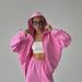 New Sports Suit, Solid Color Zipper Hooded Jacket, Ripped Button Trousers, Two-piece Set For Women_ecoleips.com