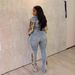 Women's Clothing Fashion Printed Color Matching Denim Jacket Jeans Two Piece Suit_ecoleips.com