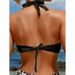 Women's Solid Color Lace Up Halter Neck Bikini Top Sexy Swimsuit Beachwear_ecoleips.com