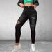 Women's Clothing High Street Fashion Personality Ripped Women's Elastic Slim Fit Denim Pants_ecoleips.com