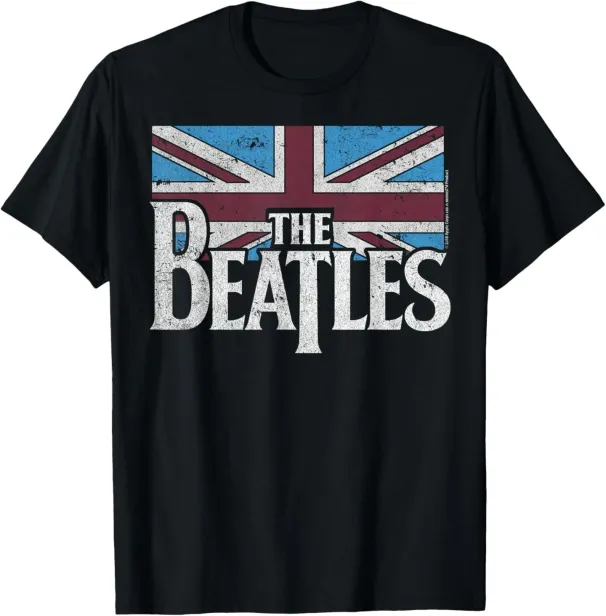 Women's T-Shirts The Beatles British Flag Red, White, And Blue Short Sleeve T-Shirt_ecoleips.com
