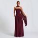 Women New Arrival Solid Maxi Dress Bandeau Neck Backless High Side Slit High Waist Sexy Elegant Party Evening Long Dress_ecoleips.com