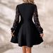 European And American Cross-border 2026 New Elegant Women's Black Round-neck Lace Splicing Long-sleeve Lantern Sleeve_ecoleips.com