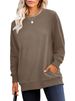 Women's Round Neck Autumn Sweatshirt Women's Fashion Solid Color Long Sleeve Pullover_ecoleips.com