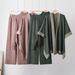 Women's Three Piece Set Cross Border Loose Turtleneck Pullover Knit Sweater Shawl Cape Coat Wide Leg Pants 26 Year_ecoleips.com