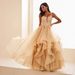 Women's Clothing Ethereal Strapless Ball Gown For Vocal Auditions & Garden Soirées – Tiered Tulle Dress With Floral Lace Appliqués (XS-XXXL)_ecoleips.com