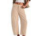 K New Women's High Waisted Casual Pants Solid Color Loose Straight Leg Pants_ecoleips.com