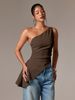 New Irregular Backless Slim Solid Color Top, Slanted Shoulder Versatile And Thin Sleeveless T-shirt_ecoleips.com