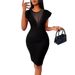 European And American Cross-border 2026 New Solid Color Round-neck Elegant Slim-fit Dress For Women, Summer_ecoleips.com