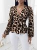 Fashionable Elegant Leopard Print Tie Shirt Spring And Autumn Stylish Slimming New Long Sleeve Top_ecoleips.com