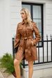 New mid-length leather coat with belt long-sleeved leather trench coat fashionable coat woman_ecoleips.com