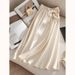 Popular Style, Elegant, Fashionable And Drapey A-line Apricot Satin Long Skirt_ecoleips.com