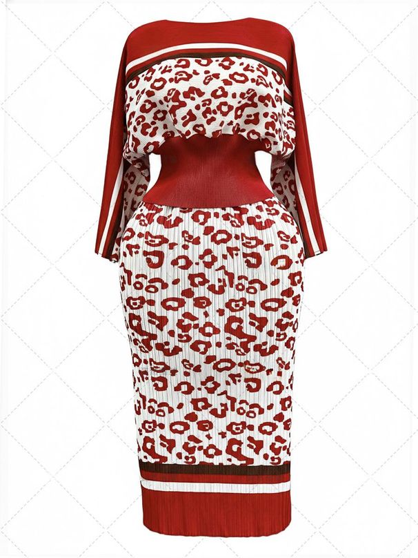 Women's Clothing African Plus Size Women's Casual Suit Set Pleated Print Long Sleeved Top And Skirt Two Piece Set For Autumn Spring Modest Abaya Dress_ecoleips.com