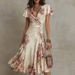 Elegant V-Neck Floral Wrap Dress – Satin A-Line Midi Dress With Ruffle Hem (S-Xxl) – Chic Summer Party Dress_ecoleips.com
