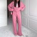 Women’s Color-Block Collared Top & Casual Pants Set – Trendy Sporty Two-Piece Outfit For Fall & Winter_ecoleips.com