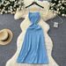 Elegant Ribbed Knit Slip Dress for Women Soft Summer Bodycon Midaxi Dress Versatile Stretchy Camisole Dress for Layering_ecoleips.com