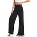 Women's High Waisted Wide Leg Pants - Stretchy Flowy Trousers For Work & Casual, Straight Leg Lounge Pants (Black/Burgundy/Navy/Gray)_ecoleips.com