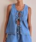K Fashionable And Casual Sleeveless Lace Up High Waisted Women's Vest Denim Suit Shorts_ecoleips.com