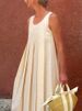 Women's Clothing New Fashion Temperament Solid Color Loose Pleated Dress_ecoleips.com